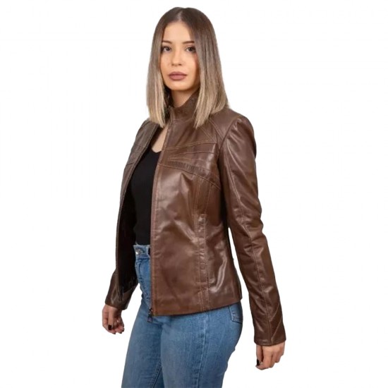 Skylar Bella Dark Brown Leather Coat