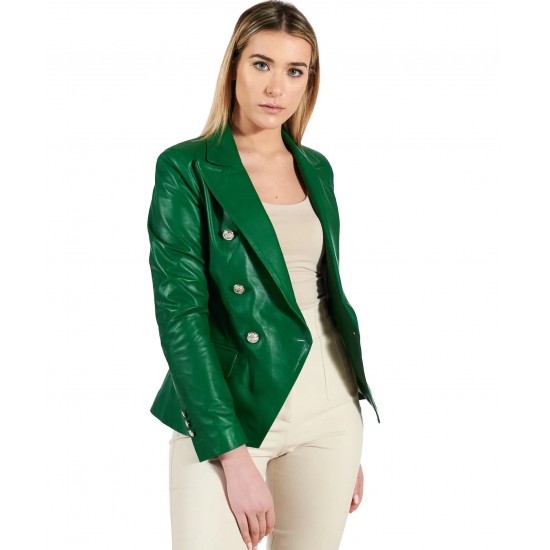 Vanessa Green Double Breasted Leather Coat