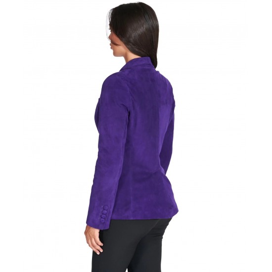 Vivienne Celeste Purple Suede Leather Blazer