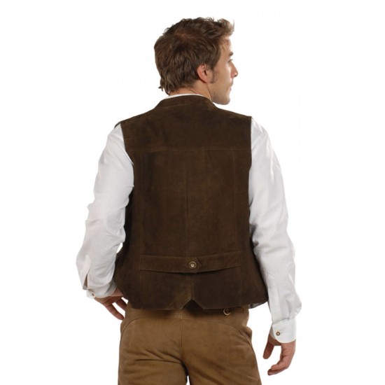 Zayden Dark Brown Leather Vest For Men